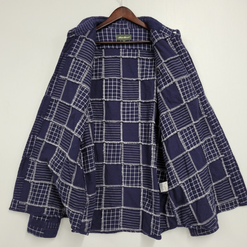 【中古品】【メンズ】 L/S PATCHWORK SHIRT 034-9378 ロングスリーブ パッチワーク シャツ 長袖 トップス 144-260223-as-29-izu サイズ：XL カラー：ネイビー 万代Net店