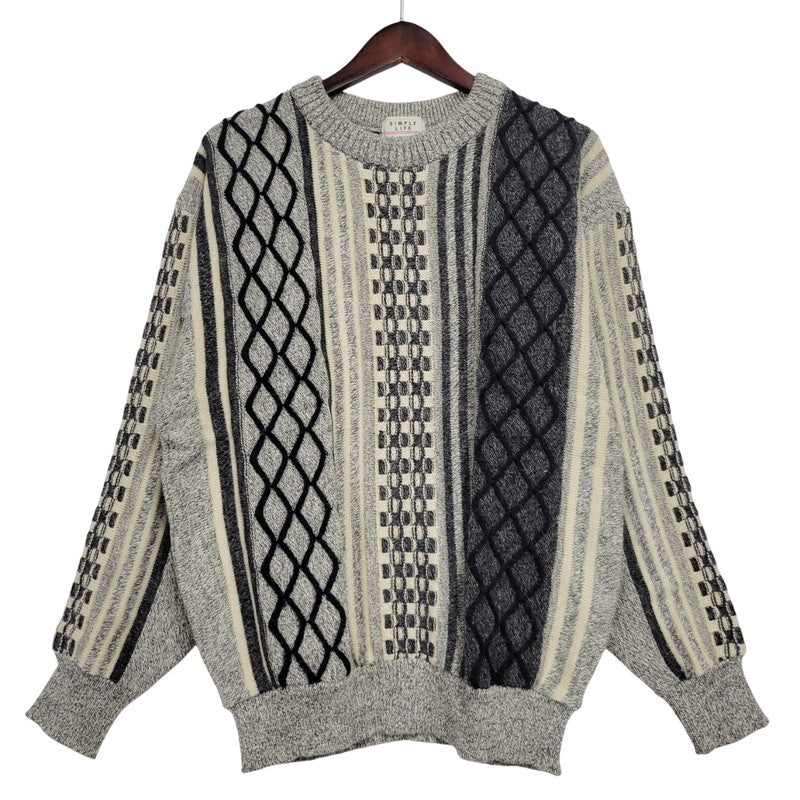 【中古品】【メンズ】 SIMPLE LIFE シンプルライフ WOOL 3D KNIT ウール ニット トップス 長袖 146-260213-kh-01-izu サイズ：L カラー：マルチ 万代Net店