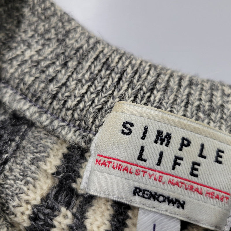【中古品】【メンズ】 SIMPLE LIFE シンプルライフ WOOL 3D KNIT ウール ニット トップス 長袖 146-260213-kh-01-izu サイズ：L カラー：マルチ 万代Net店