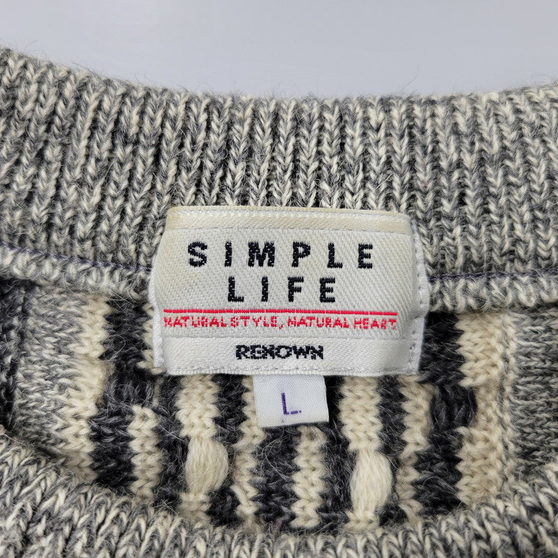 【中古品】【メンズ】 SIMPLE LIFE シンプルライフ WOOL 3D KNIT ウール ニット トップス 長袖 146-260213-kh-01-izu サイズ：L カラー：マルチ 万代Net店