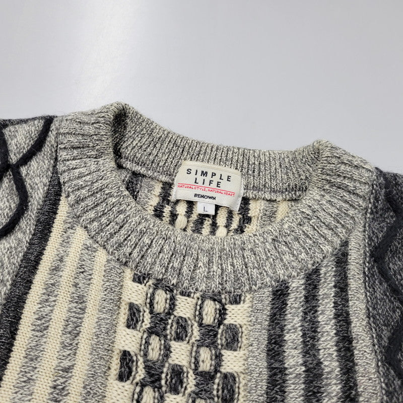 【中古品】【メンズ】 SIMPLE LIFE シンプルライフ WOOL 3D KNIT ウール ニット トップス 長袖 146-260213-kh-01-izu サイズ：L カラー：マルチ 万代Net店