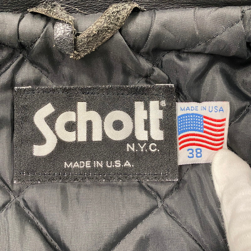 【中古品】【メンズ】 SCHOTT ショット 181 POLICEMAN LEATHER JACKET ポリスマン レザー ジャケット アウター 145-260209-cs-11-izu サイズ：38 カラー：ブラック 万代Net店