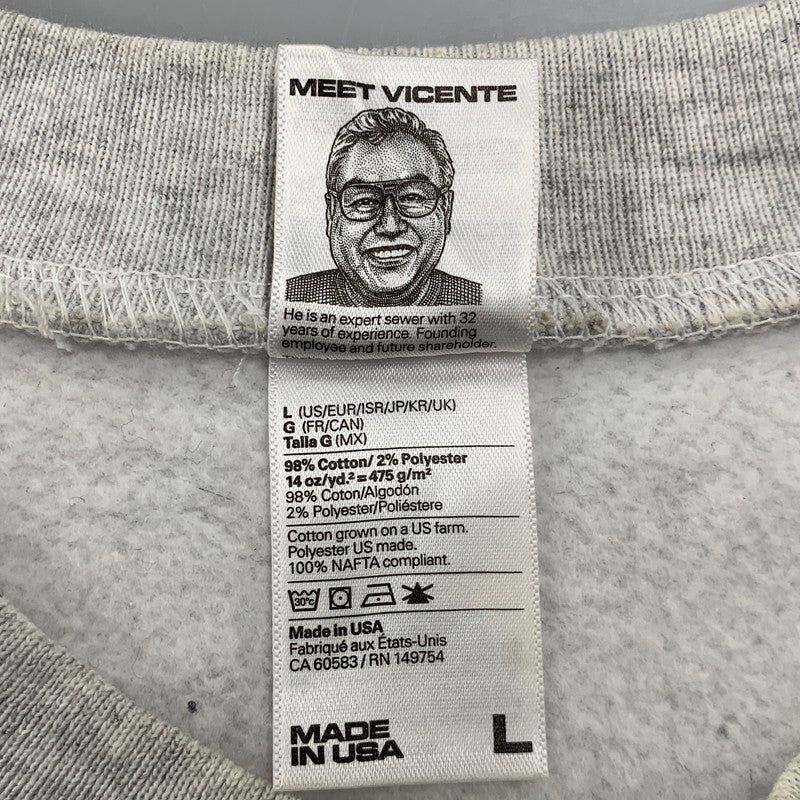 【中古品】【メンズ】 LOSANGELES APPAREL ロサンゼルスアパレル 14OZ CREWNECK SWEAT クルーネック スウェット トップス 長袖 142-260214-cs-03-izu サイズ：L カラー：グレー 万代Net店