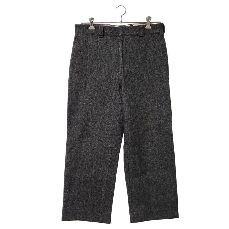 【中古品】【メンズ】 HERRINGBONE WOOL WIDE PANTS ヘリンボーン ウール ワイドパンツ USA製 ボトムス 157-260209-as-21-izu サイズ：34 カラー：ブラック系 万代Net店
