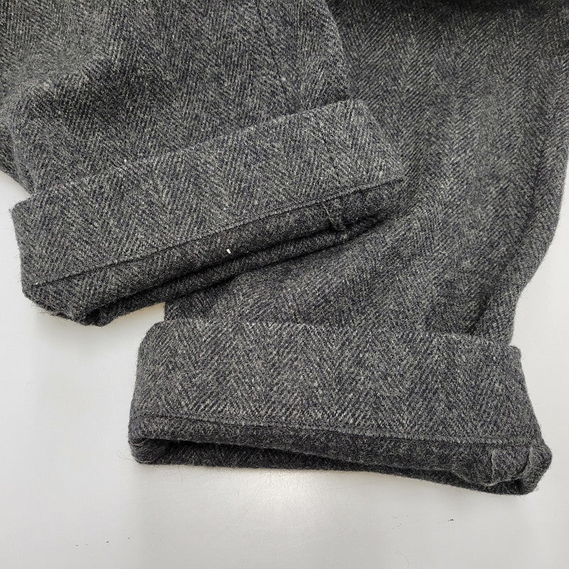 【中古品】【メンズ】 HERRINGBONE WOOL WIDE PANTS ヘリンボーン ウール ワイドパンツ USA製 ボトムス 157-260209-as-21-izu サイズ：34 カラー：ブラック系 万代Net店