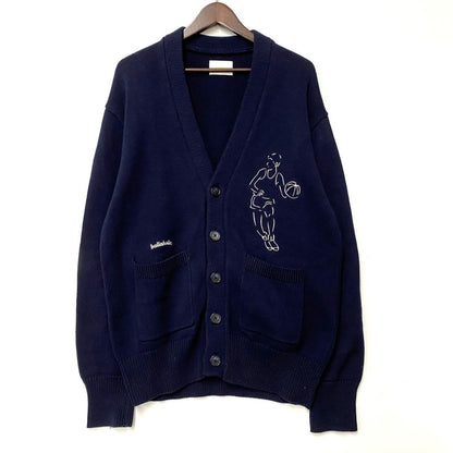 【中古品】【メンズ】 BALLAHOLIC ボーラホリック LOGO COTTON KNIT CARDIGAN ロゴ コットン ニット カーディガン 長袖 142-260214-as-12-izu サイズ：L カラー：ネイビー 万代Net店