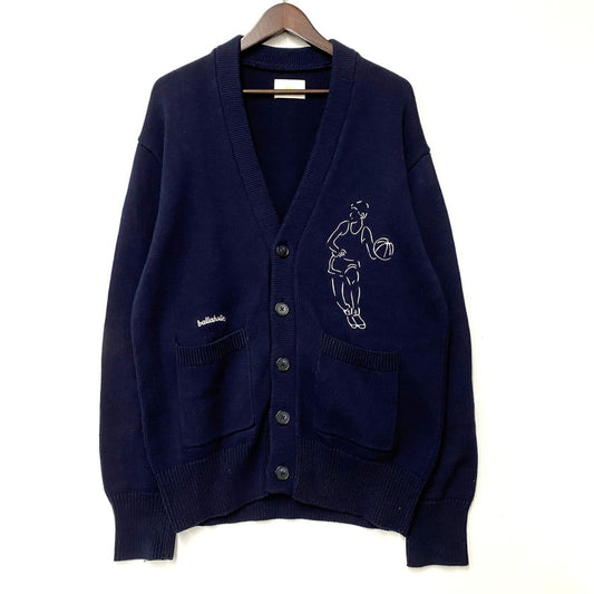 【中古品】【メンズ】 BALLAHOLIC ボーラホリック LOGO COTTON KNIT CARDIGAN ロゴ コットン ニット カーディガン 長袖 142-260214-as-12-izu サイズ：L カラー：ネイビー 万代Net店