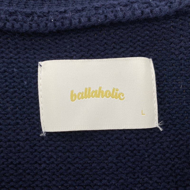 【中古品】【メンズ】 BALLAHOLIC ボーラホリック LOGO COTTON KNIT CARDIGAN ロゴ コットン ニット カーディガン 長袖 142-260214-as-12-izu サイズ：L カラー：ネイビー 万代Net店