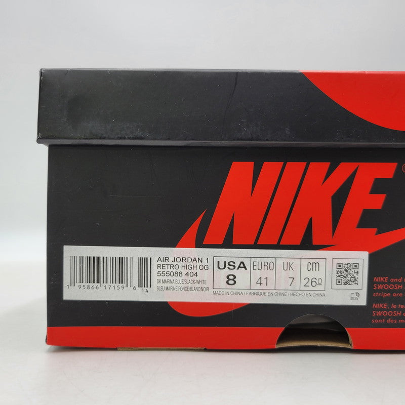 【中古美品】【メンズ/レディース】 AIR JORDAN 1 RETRO HIGH OG 555088-404 エアジョーダン 1 レトロ ハイ OG スニーカー シューズ 靴 160-260211-as-18-izu サイズ：26cm カラー：DK MARINA BLUE/BLACK-WHITE 万代Net店