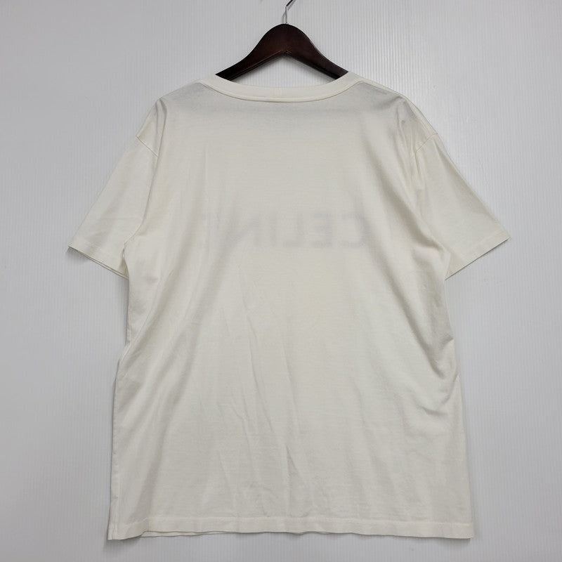 【中古品】【メンズ】 CELINE セリーヌ 2X681671Q シルクスクリーンプリントルーズフィットクルーネックTシャツ 半袖 トップス 141-260210-as-01-izu サイズ：S カラー：ホワイト 万代Net店