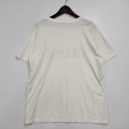 【中古品】【メンズ】 CELINE セリーヌ 2X681671Q シルクスクリーンプリントルーズフィットクルーネックTシャツ 半袖 トップス 141-260210-as-01-izu サイズ：S カラー：ホワイト 万代Net店