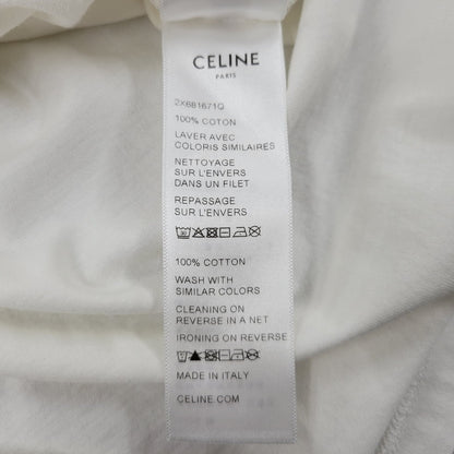 【中古品】【メンズ】 CELINE セリーヌ 2X681671Q シルクスクリーンプリントルーズフィットクルーネックTシャツ 半袖 トップス 141-260210-as-01-izu サイズ：S カラー：ホワイト 万代Net店