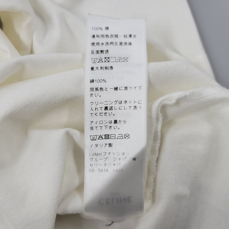 【中古品】【メンズ】 CELINE セリーヌ 2X681671Q シルクスクリーンプリントルーズフィットクルーネックTシャツ 半袖 トップス 141-260210-as-01-izu サイズ：S カラー：ホワイト 万代Net店