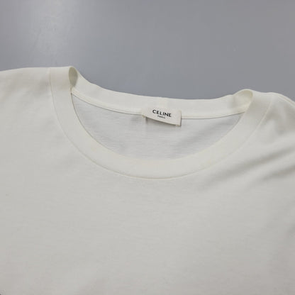 【中古品】【メンズ】 CELINE セリーヌ 2X681671Q シルクスクリーンプリントルーズフィットクルーネックTシャツ 半袖 トップス 141-260210-as-01-izu サイズ：S カラー：ホワイト 万代Net店