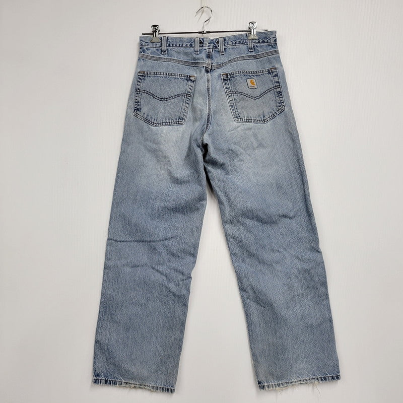 【現状渡し品】【メンズ】 Carhartt カーハート LOOSE FIT DENIM PANTS 142232-A B189 ルーズフィット デニムパンツ メキシコ製 ジーンズ ボトムス 157-260214-as-19-izu サイズ：34×32 カラー：ライトインディゴ 万代Net店