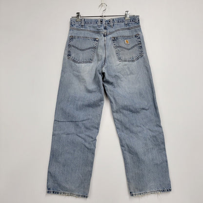 【現状渡し品】【メンズ】 Carhartt カーハート LOOSE FIT DENIM PANTS 142232-A B189 ルーズフィット デニムパンツ メキシコ製 ジーンズ ボトムス 157-260214-as-19-izu サイズ：34×32 カラー：ライトインディゴ 万代Net店