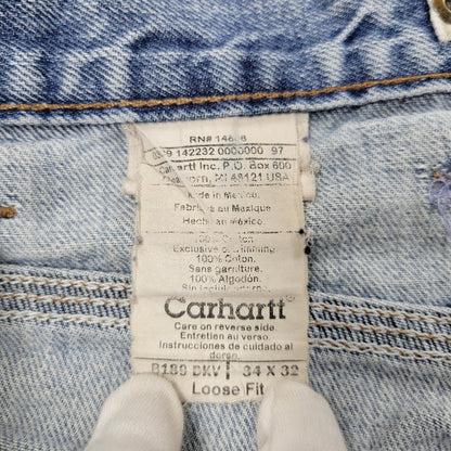 【現状渡し品】【メンズ】 Carhartt カーハート LOOSE FIT DENIM PANTS 142232-A B189 ルーズフィット デニムパンツ メキシコ製 ジーンズ ボトムス 157-260214-as-19-izu サイズ：34×32 カラー：ライトインディゴ 万代Net店