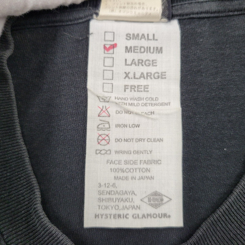 【中古品】【メンズ】 HYSTERIC GLAMOUR ヒステリックグラマー LOGO PRINT LS TEE 4CL-1912 ロゴ プリント ロングスリーブ Tシャツ 長袖 トップス 140-260214-as-21-izu サイズ：M カラー：ブラック 万代Net店