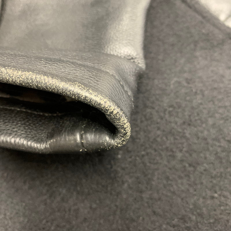 【現状渡し品】【メンズ】 MIDAS ミダス 361366 WOOL LEATHER P COAT ウール レザー ピーコート アウター 147-260214-cs-24-izu サイズ：M カラー：ブラック 万代Net店