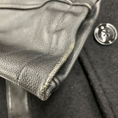 【現状渡し品】【メンズ】 MIDAS ミダス 361366 WOOL LEATHER P COAT ウール レザー ピーコート アウター 147-260214-cs-24-izu サイズ：M カラー：ブラック 万代Net店