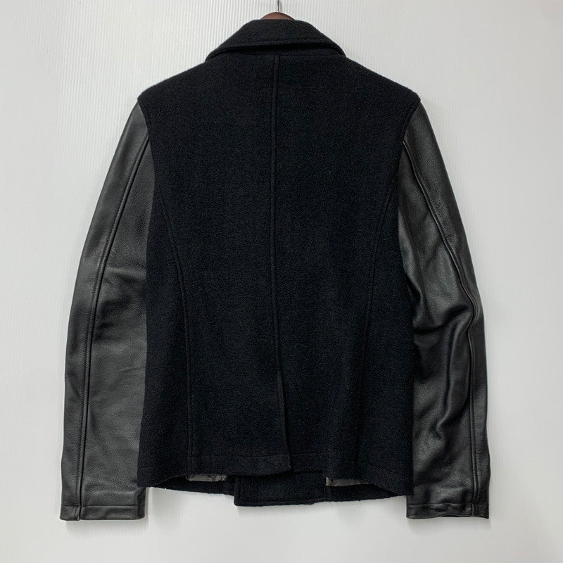 【現状渡し品】【メンズ】 MIDAS ミダス 361366 WOOL LEATHER P COAT ウール レザー ピーコート アウター 147-260214-cs-24-izu サイズ：M カラー：ブラック 万代Net店