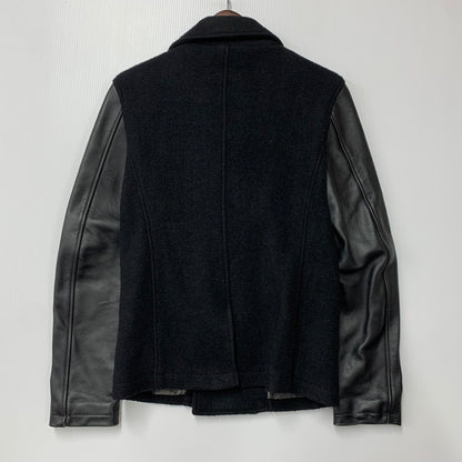【現状渡し品】【メンズ】 MIDAS ミダス 361366 WOOL LEATHER P COAT ウール レザー ピーコート アウター 147-260214-cs-24-izu サイズ：M カラー：ブラック 万代Net店