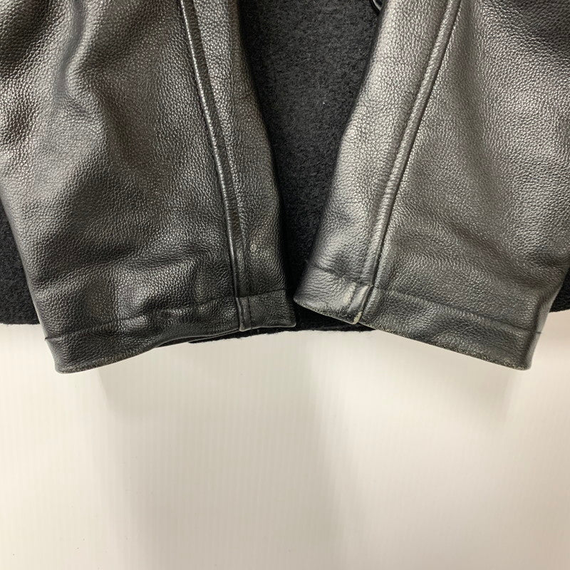 【現状渡し品】【メンズ】 MIDAS ミダス 361366 WOOL LEATHER P COAT ウール レザー ピーコート アウター 147-260214-cs-24-izu サイズ：M カラー：ブラック 万代Net店
