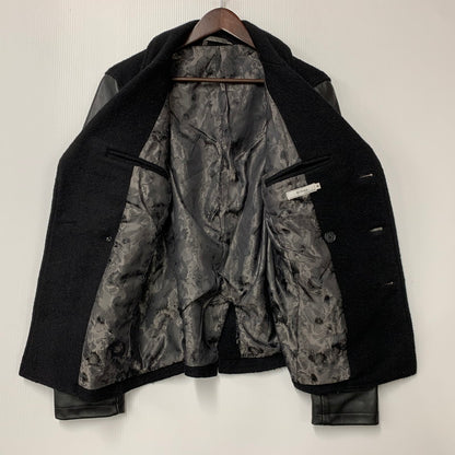 【現状渡し品】【メンズ】 MIDAS ミダス 361366 WOOL LEATHER P COAT ウール レザー ピーコート アウター 147-260214-cs-24-izu サイズ：M カラー：ブラック 万代Net店