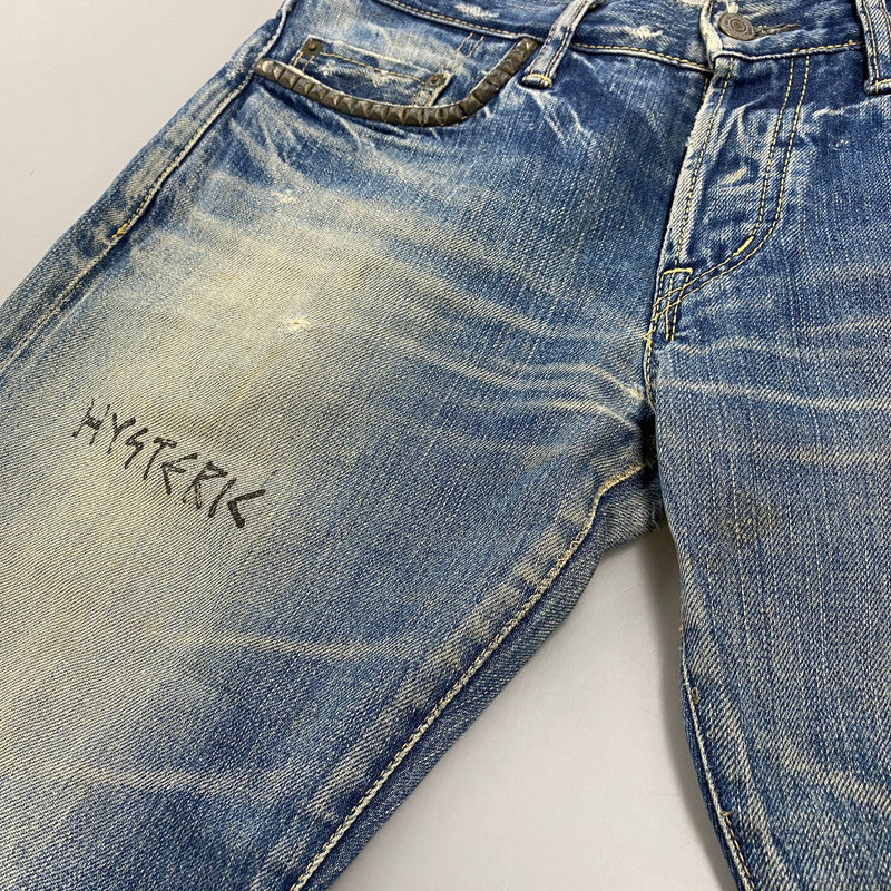 【現状渡し品】【メンズ】 4AP-2112 STUDS DAMAGE DENIM PANTS スタッズ ダメージ デニム パンツ ボトムス ズボン 151-260212-cs-04-izu サイズ：30 カラー：インディゴ 万代Net店