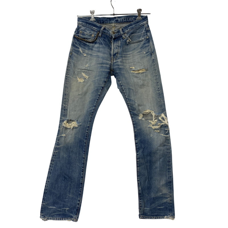 【現状渡し品】【メンズ】 STUDS CRASH DENIM PANTS スタッズ クラッシュ デニム パンツ ボトムス ズボン 151-260212-cs-03-izu サイズ：W30 L32 カラー：インディゴ 万代Net店