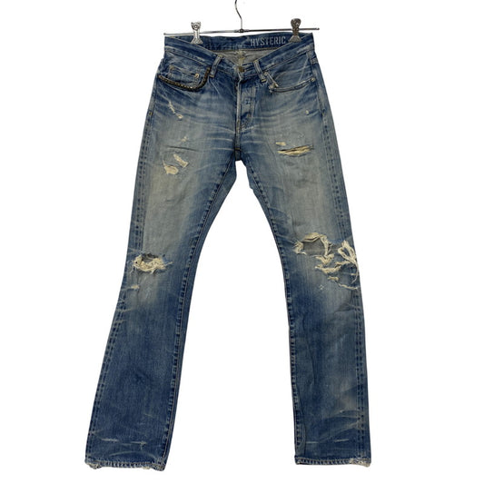 【現状渡し品】【メンズ】 STUDS CRASH DENIM PANTS スタッズ クラッシュ デニム パンツ ボトムス ズボン 151-260212-cs-03-izu サイズ：W30 L32 カラー：インディゴ 万代Net店
