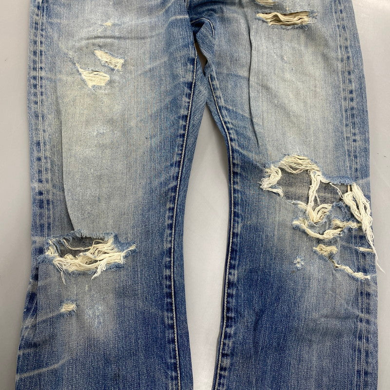 【現状渡し品】【メンズ】 STUDS CRASH DENIM PANTS スタッズ クラッシュ デニム パンツ ボトムス ズボン 151-260212-cs-03-izu サイズ：W30 L32 カラー：インディゴ 万代Net店