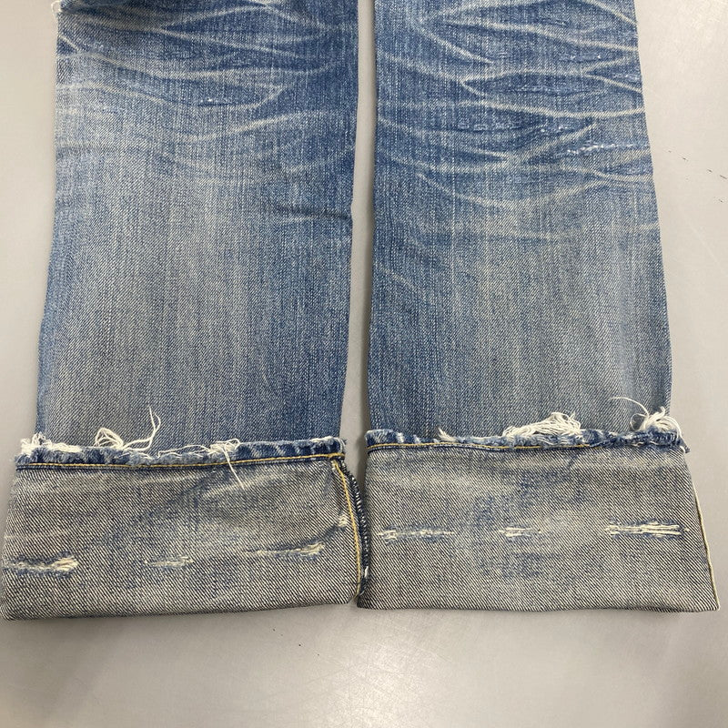 【現状渡し品】【メンズ】 STUDS CRASH DENIM PANTS スタッズ クラッシュ デニム パンツ ボトムス ズボン 151-260212-cs-03-izu サイズ：W30 L32 カラー：インディゴ 万代Net店