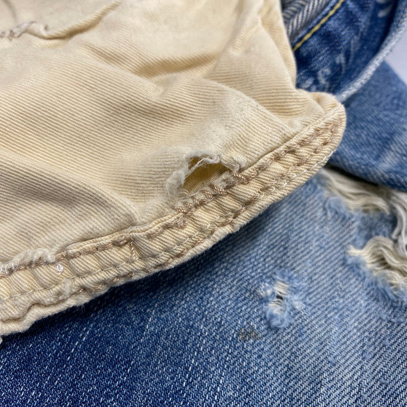 【現状渡し品】【メンズ】 STUDS CRASH DENIM PANTS スタッズ クラッシュ デニム パンツ ボトムス ズボン 151-260212-cs-03-izu サイズ：W30 L32 カラー：インディゴ 万代Net店
