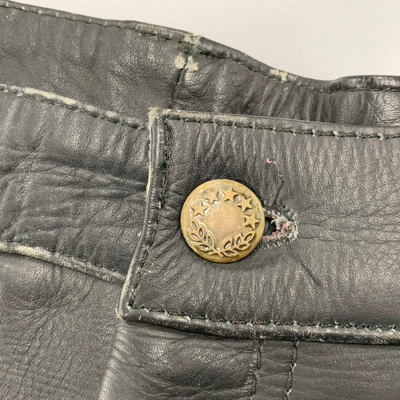 【現状渡し品】【メンズ】 USED LEATHER PANTS レザー パンツ ボトムス ズボン 157-260214-cs-21-izu サイズ：33 カラー：ブラック 万代Net店