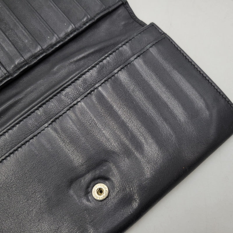 【現状渡し品】【メンズ/レディース】 BVLGARI ブルガリ BIFOLD LEATHER LONG WALLET 32403 バイフォールド レザー ロングウォレット 長財布 181-260306-as-01-izu カラー：ブラック 万代Net店