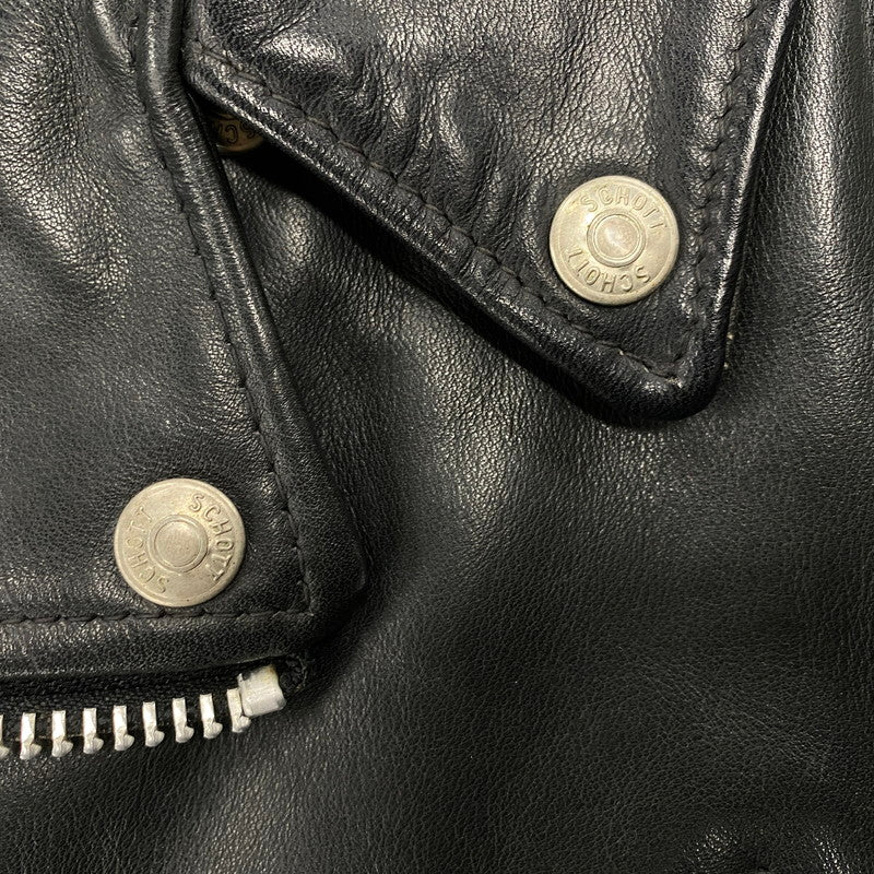 【中古品】【メンズ】 SCHOTT PERFECTO ショット パーフェクト DOUBLE RIDERS JACKET ダブルライダースジャケット USA製 アウター 145-260216-as-03-izu サイズ：38 カラー：ブラック 万代Net店