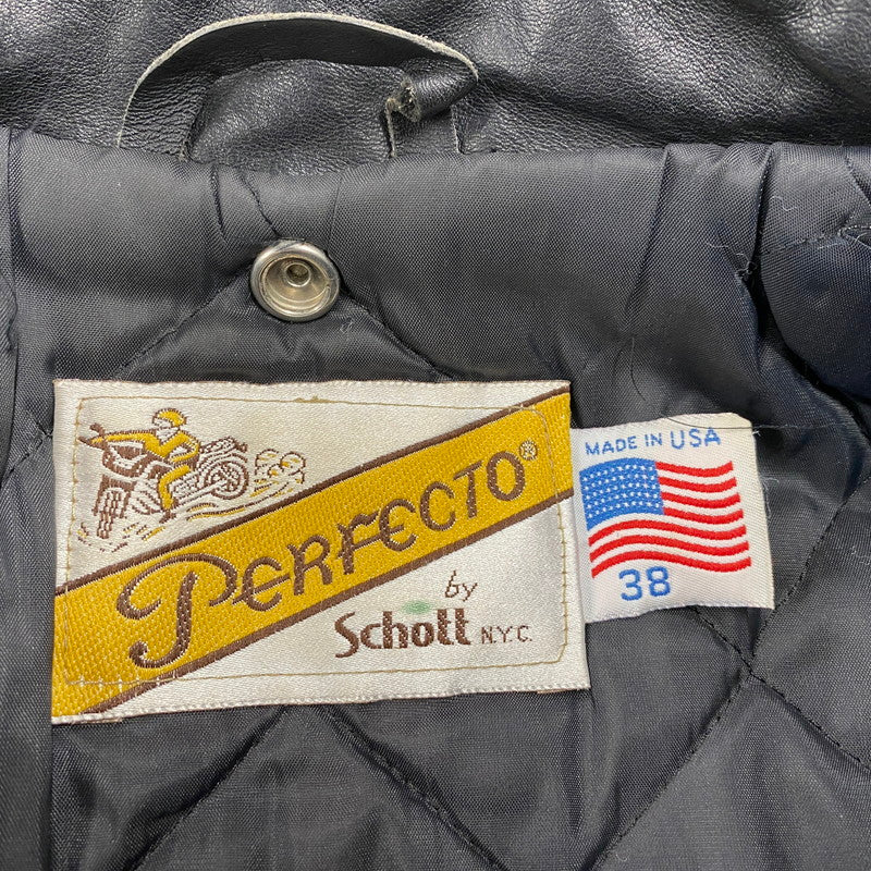 【中古品】【メンズ】 SCHOTT PERFECTO ショット パーフェクト DOUBLE RIDERS JACKET ダブルライダースジャケット USA製 アウター 145-260216-as-03-izu サイズ：38 カラー：ブラック 万代Net店