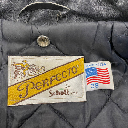 【中古品】【メンズ】 SCHOTT PERFECTO ショット パーフェクト DOUBLE RIDERS JACKET ダブルライダースジャケット USA製 アウター 145-260216-as-03-izu サイズ：38 カラー：ブラック 万代Net店