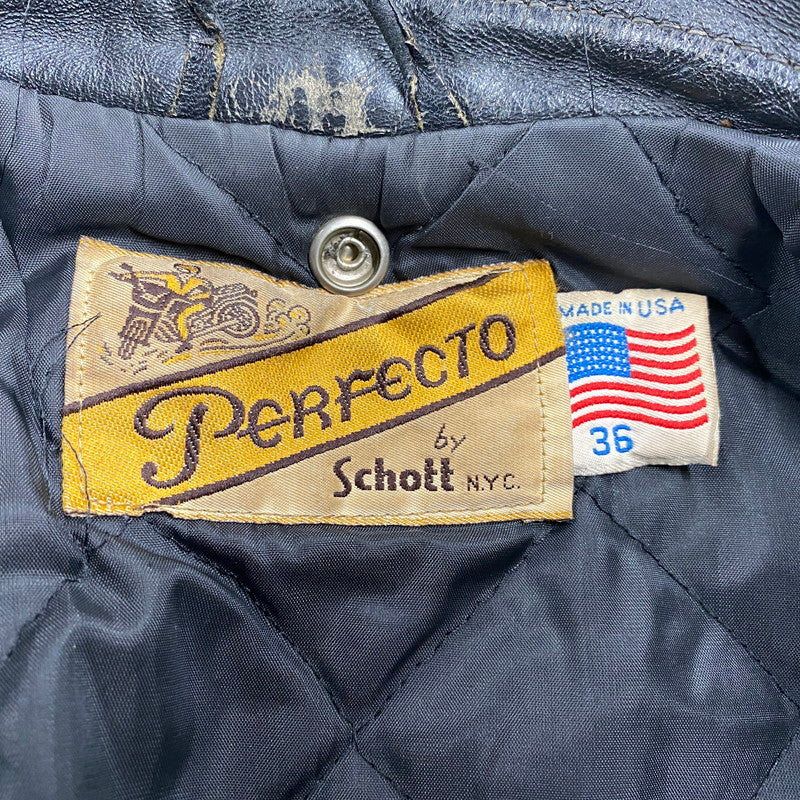 【現状渡し品】【メンズ】 SCHOTT PERFECTO ショット パーフェクト DOUBLE RIDERS JACKET ダブルライダースジャケット USA製 アウター 145-260216-as-02-izu サイズ：36 カラー：ブラック 万代Net店