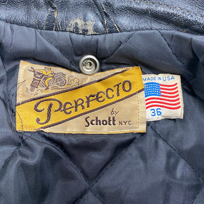 【現状渡し品】【メンズ】 SCHOTT PERFECTO ショット パーフェクト DOUBLE RIDERS JACKET ダブルライダースジャケット USA製 アウター 145-260216-as-02-izu サイズ：36 カラー：ブラック 万代Net店