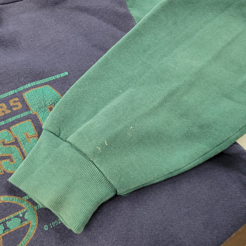 【現状渡し品】【メンズ】 JANSPORT ジャンスポーツ BUDWEISER 2-TONE HOODED SWEATSHIRT フーデッド スウェットシャツ USA製 c1992 パーカー 長袖 トップス 146-260218-as-17-izu サイズ：XL カラー：ネイビー×グリーン 万代Net店