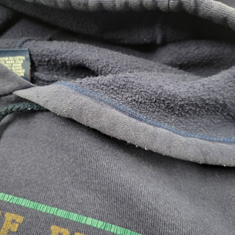 【現状渡し品】【メンズ】 JANSPORT ジャンスポーツ BUDWEISER 2-TONE HOODED SWEATSHIRT フーデッド スウェットシャツ USA製 c1992 パーカー 長袖 トップス 146-260218-as-17-izu サイズ：XL カラー：ネイビー×グリーン 万代Net店