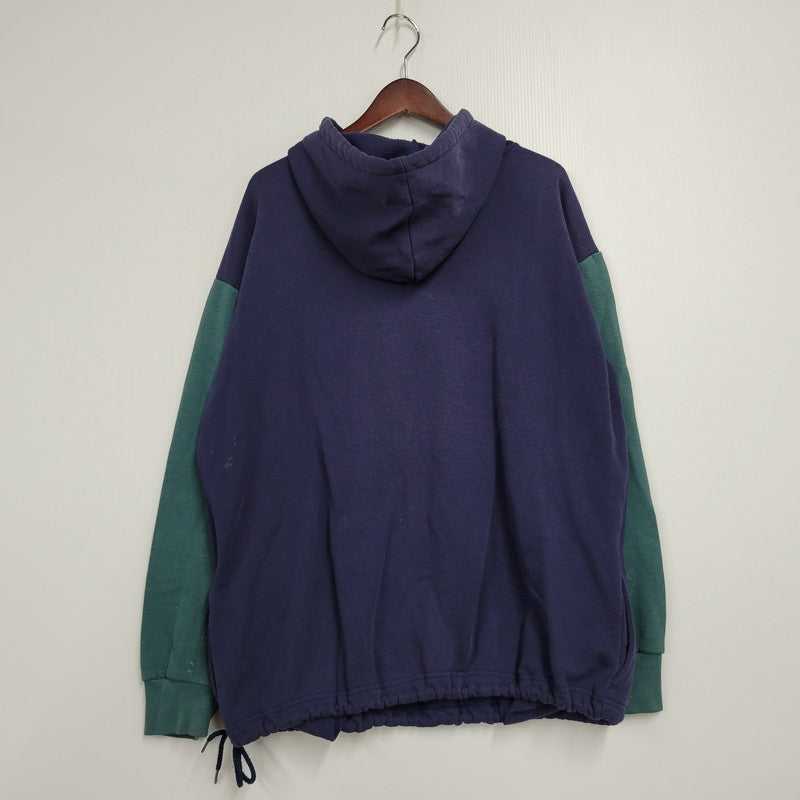 【現状渡し品】【メンズ】 JANSPORT ジャンスポーツ BUDWEISER 2-TONE HOODED SWEATSHIRT フーデッド スウェットシャツ USA製 c1992 パーカー 長袖 トップス 146-260218-as-17-izu サイズ：XL カラー：ネイビー×グリーン 万代Net店