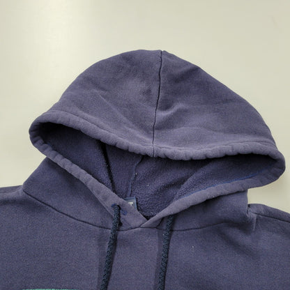 【現状渡し品】【メンズ】 JANSPORT ジャンスポーツ BUDWEISER 2-TONE HOODED SWEATSHIRT フーデッド スウェットシャツ USA製 c1992 パーカー 長袖 トップス 146-260218-as-17-izu サイズ：XL カラー：ネイビー×グリーン 万代Net店