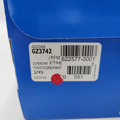 【中古品】【メンズ/レディース】 GZ3742 SUPERSTAR スーパースター スニーカー シューズ 靴 161-260217-cs-13-izu サイズ：26cm カラー：WHITE GREEN 万代Net店