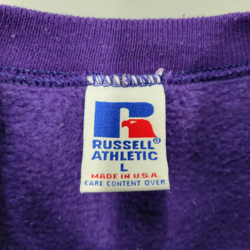 【中古品】【メンズ】 RUSSELL ラッセル BLANK SWEAT SHIRT ブランク スウェットシャツ USA製 トレーナー 長袖 トップス 146-260216-as-16-izu サイズ：L カラー：パープル 万代Net店