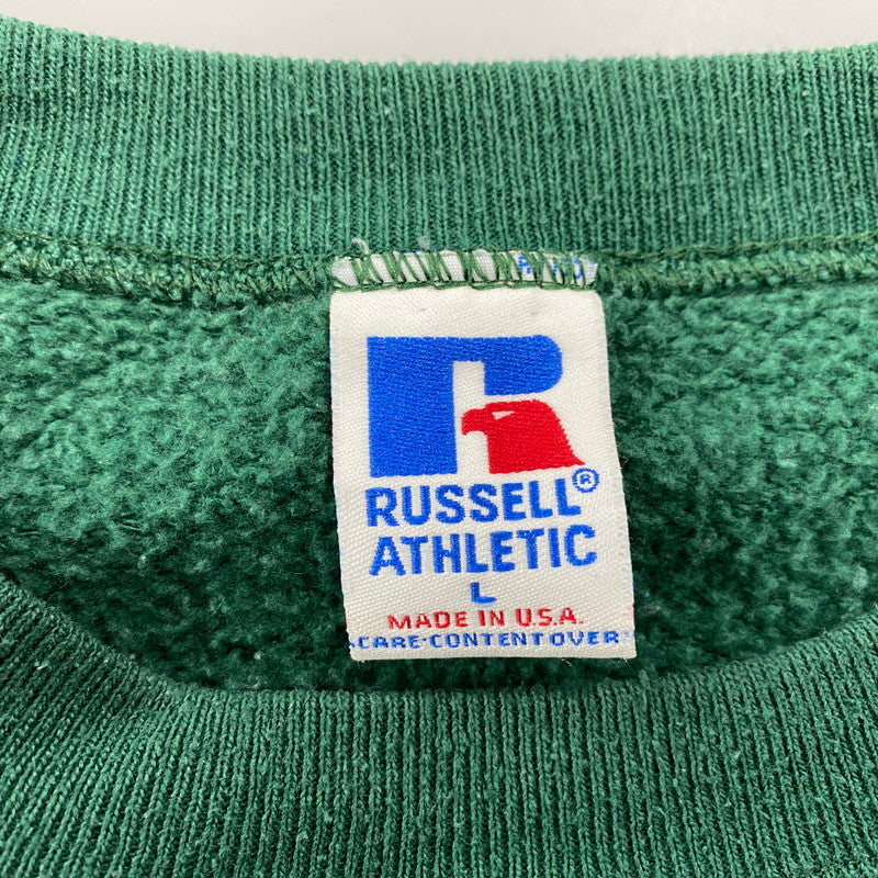【中古品】【メンズ】 RUSSELL ラッセル BLANK SWEAT SHIRT ブランク スウェットシャツ USA製 トレーナー 長袖 トップス 146-260216-as-01-izu サイズ：L カラー：グリーン 万代Net店