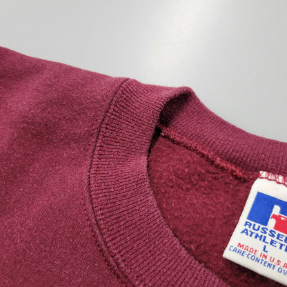 【中古品】【メンズ】 RUSSELL ラッセル BLANK SWEAT SHIRT ブランク スウェットシャツ USA製 トレーナー 長袖 トップス 146-260216-as-15-izu サイズ：L カラー：レッド系 万代Net店