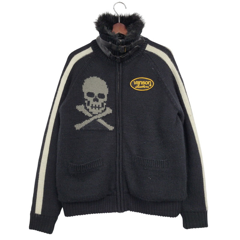 【中古品】【メンズ】 SKULL FUR KNIT JACKET スカル ファー ニット ジャケット アウター 145-260216-as-23-izu サイズ：M カラー：ブラック 万代Net店